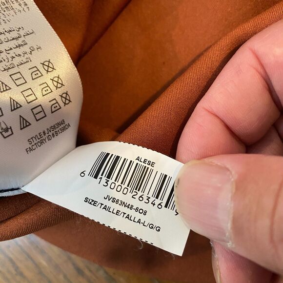 Feminine Bodycon Slip Dress BCBGMAXAZRIA Rust Faux Suede Spaghetti Strap NWT L - Picture 13 of 13